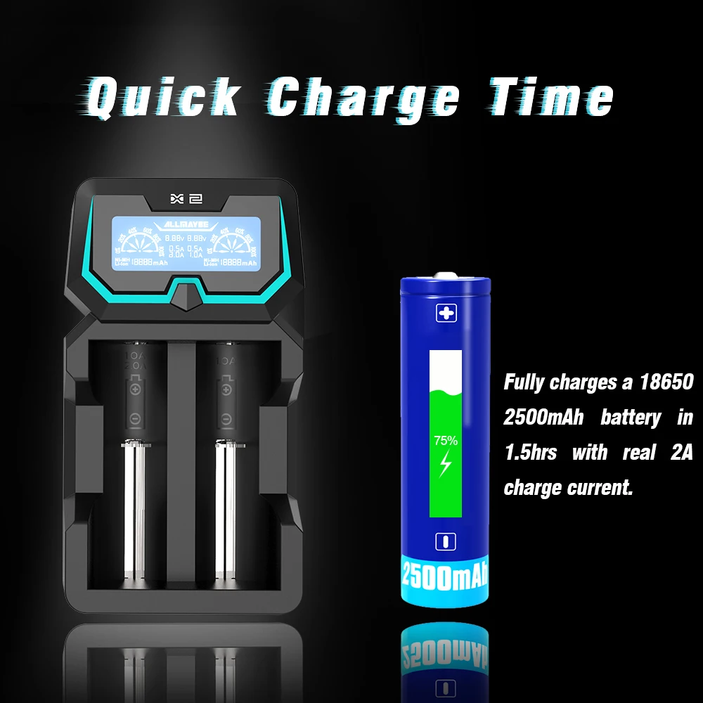 XTAR X2 lcd зарядное устройство Быстрая зарядка два входных порта зарядное устройство s 3,6 V/3,7 V li-ion/IMR/INR/ICR, 1,2 V Ni-MH/Ni-CD AAA AA зарядное устройство