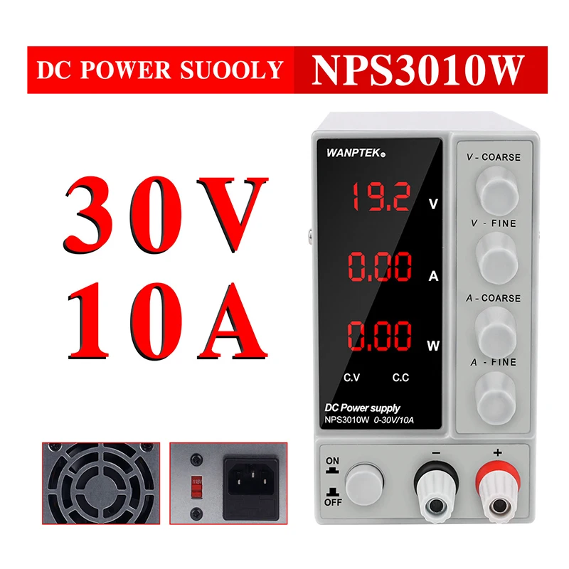 With Power 30V 10A Wanptek DC Регулируемый источник питания лабораторный регулятор напряжения настольный источник цифровой мощности 30 в 60 в 5A 10A выход Прямая - Цвет: With Power 30V 10A