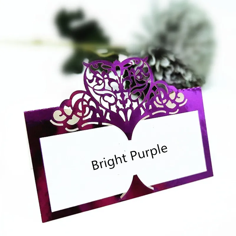 50 шт белые полые в форме лебедя свадебные вечерние настольные карточки с именем для декора лазерная резка сидения Декорации для свадьбы 6Z - Цвет: Bright purple
