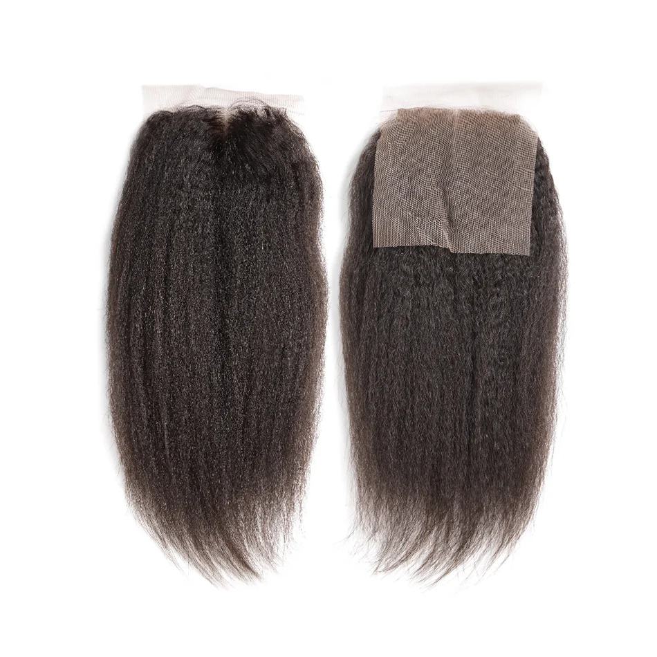 Luvin OneCut Волосы Кудрявые прямые перуанские волосы 3 пряди с кружевной застежкой человеческие волосы плетение девственные волосы закрытие отбеленные узлы