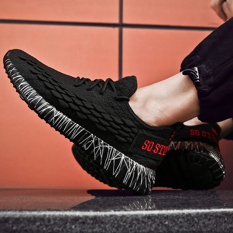 New Style Scale Pattern Fly Netting Surface Trendy Shoes Athletic Shoes Men's Coconut Shoes Korean-style Casual Mesh Runnin
