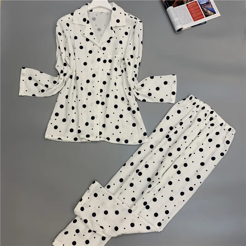 

2019 Autumn Cute Pyjamas Women Cotton Pajamas Sets With Pants Flower Print Long Sleeve Sleepwear Pijama Mujer Female Nightsuit