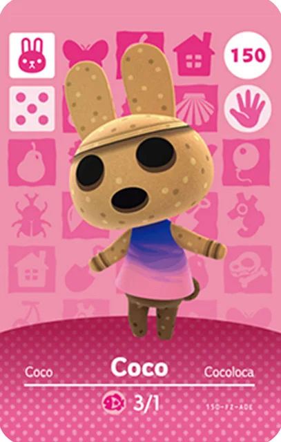 Tia Coco Tom Peck Нана Кармен ролевая игра пересечение животных Amiibo Villager NFC большие карты