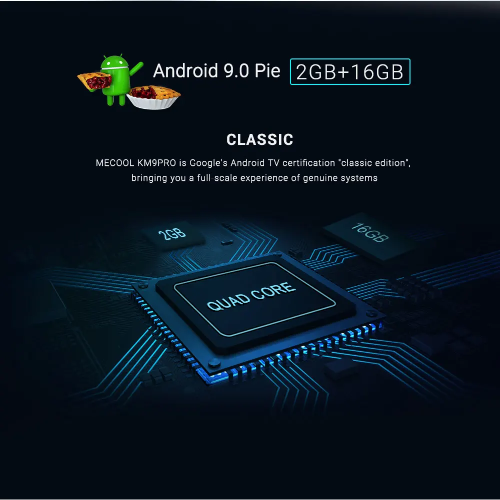 Mecool KM9 Pro Классическая консоль Amlogic S905X2 Adnroid 9,0 2G 16G 4K HDR хромированный литой голосовой контроль Android tv Box смарт-приставка