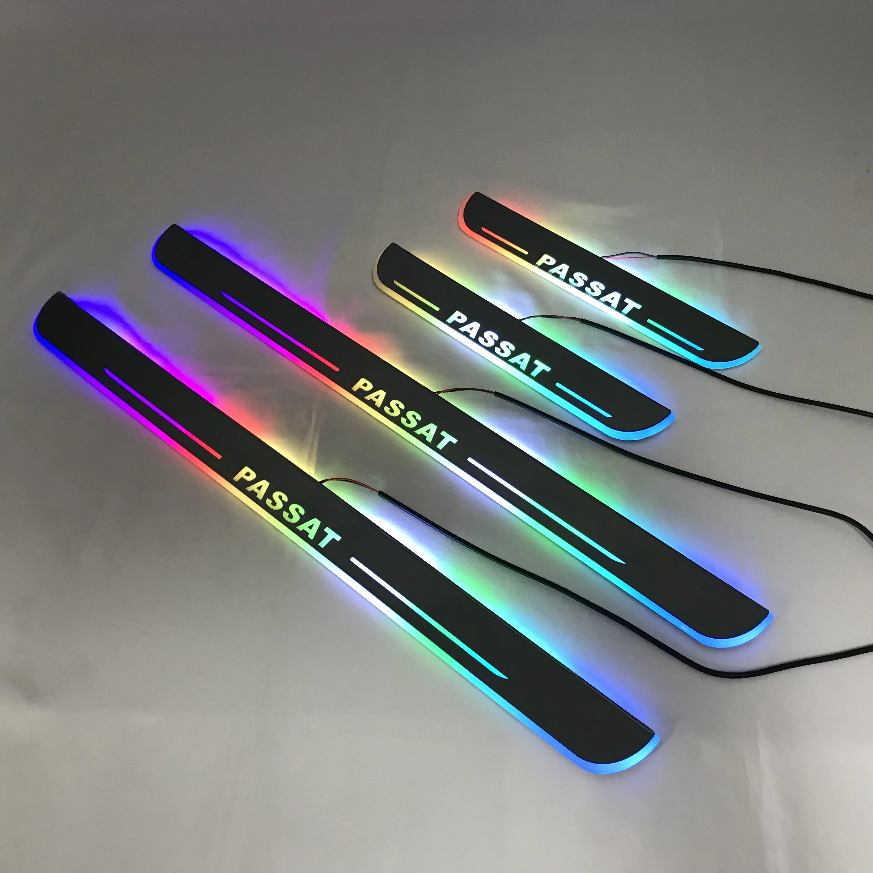 

RQXR led moving door scuff for volkswagen passat b5 b6 b7 b8 dynamic door sill plate flat lining Car accessories rgb lights