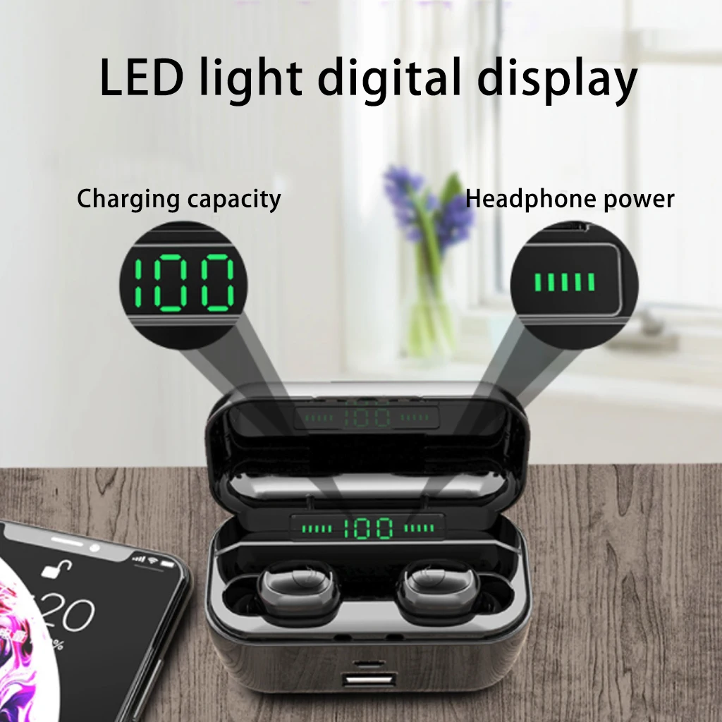 Хит 5,0, Bluetooth наушники, 8D, стерео беспроводные наушники, гарнитура, IPX7, водонепроницаемые, Bluetooth наушники с 3500 мАч, чехол