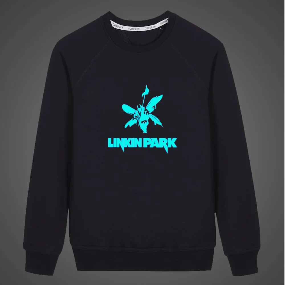 Флуоресцентная светящаяся рок-группа Linkin Park, толстовка для мальчиков и девочек,, мужское осеннее пальто, унисекс, толстовка с капюшоном, Детская Повседневная Толстовка с круглым вырезом