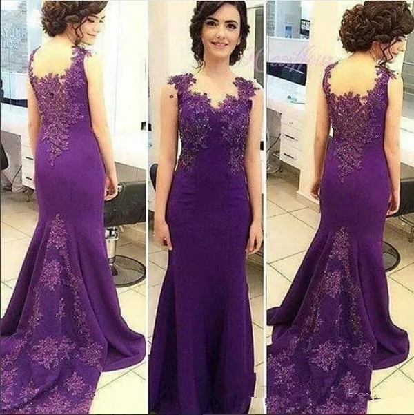 Фиолетовые платья для матери невесты с бусинами,, farsali vestido de madrinha Plus, вечернее платье Русалочки на выпускной, свадебное платье с аппликацией