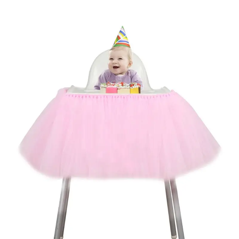 Фатиновая юбка-пачка с высоким стулом, юбка-пачка для стола, скатерть контрастного цвета для девочек, принцесса, детский душ, товары для первого дня рождения