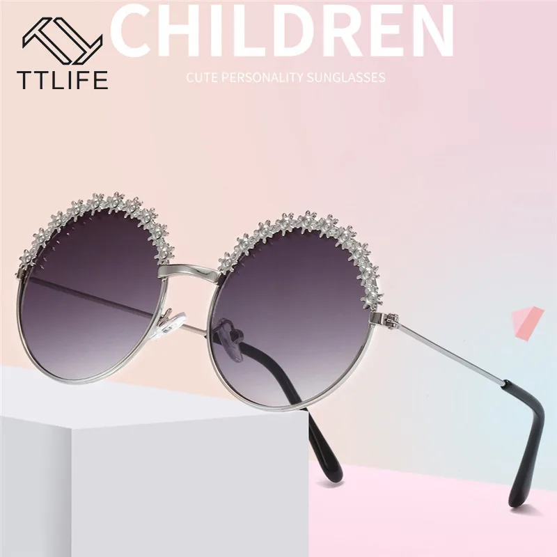 TTLIFE Круглые Солнцезащитные очки принцессы металлический декоративный цветок
