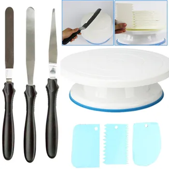 

10 Inch Plastic Cake Rotary Table Set DIY Pastry accessories Cake Stand Cake Turntable Rotating Cake Decorating Baking Tool