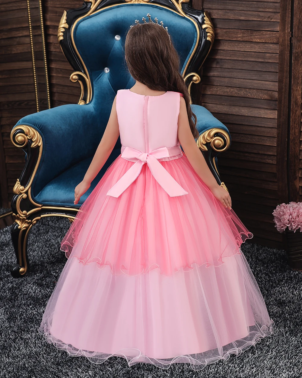 Кружевное платье принцессы; детское платье с цветочной вышивкой для девочек; винтажные Детские платья для свадебной вечеринки; торжественное бальное платье на год