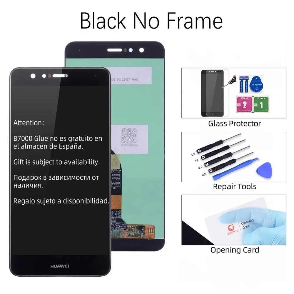 Black No Frame Исплей для HUAWEI P10 Lite Display LCD в сборе с тачскрином на рамке 5.2'' черный синий белый золото порошок Nova Lite lx1 lx2 WAS-LX1 - Цвет: Black No Frame