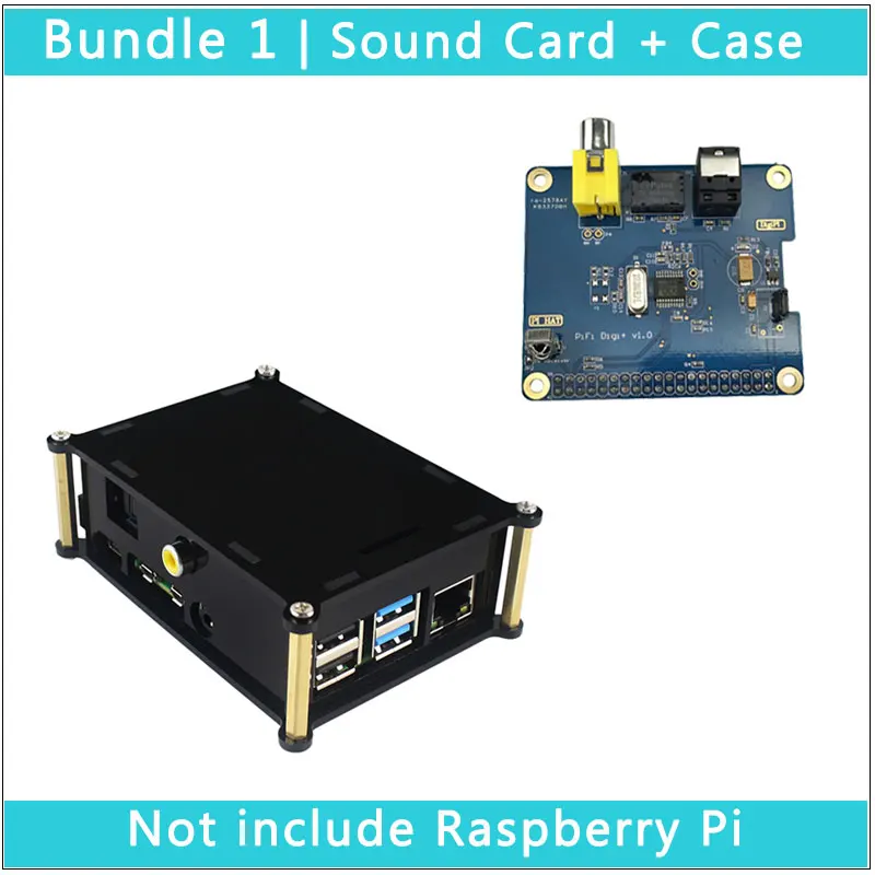Sound Card with Case Raspberry Pi 4 Модель B звуковая карта PiFi Digi+ V1.0 цифровая аудио Плата DigiPI | акриловый чехол для Raspberry Pi - Цвет: Sound Card with Case