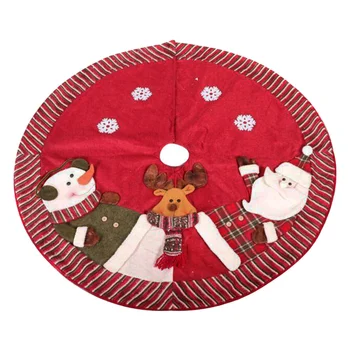 

Christmas Tree Skirt Cute Santa and Snowman Dolls Design Tree Skirt Plush Xmas Tree Skirt Tree Decoration for Christmas