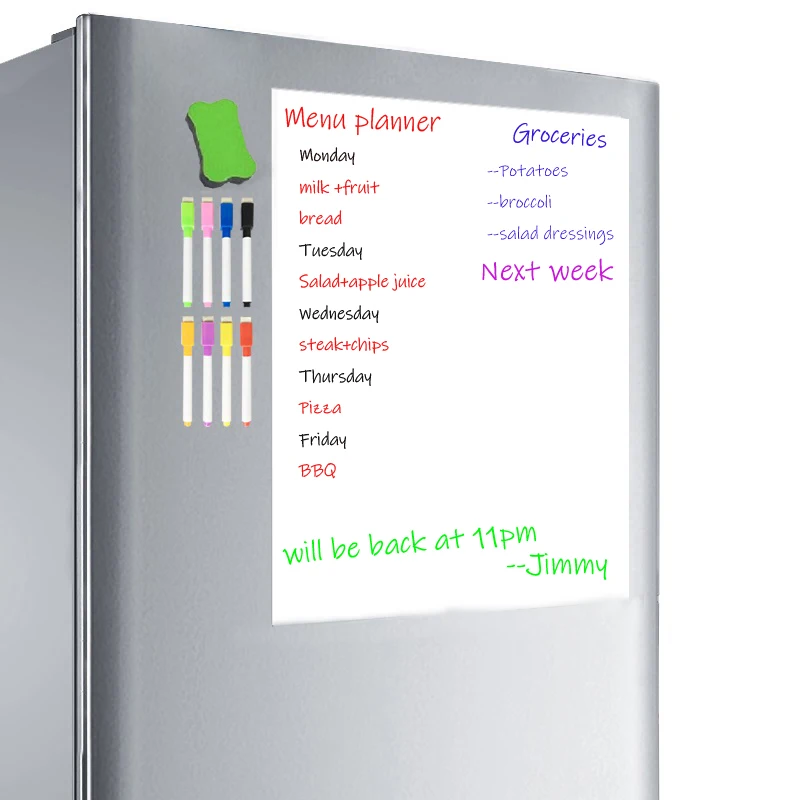 

Magnetic Writing Board Note Board Calendar Planner Whiteboard for Fridge Sticker List Table Sheet White Board Marker Pen Eraser
