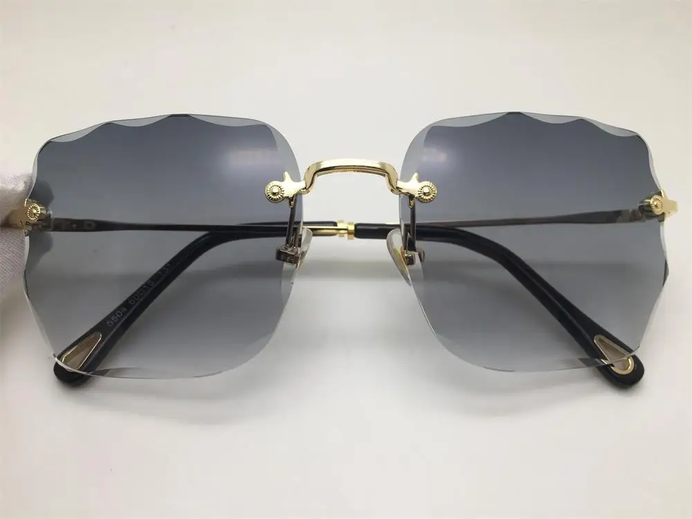 Новые французские Роскошные Квадратные Солнцезащитные очки без оправы с зубчатым покрытием, женские модные брендовые розовые солнцезащитные очки для женщин UV400