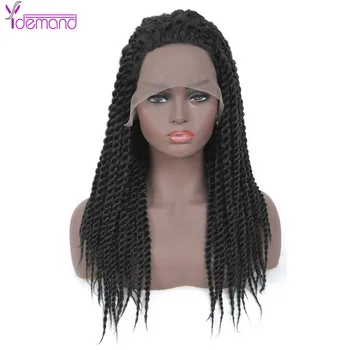 

Y demand 2X Twist Braids Wigs for Women Synthetic Lace Front Afro Braided Wigs For Black Women Mambo Full Head Wig