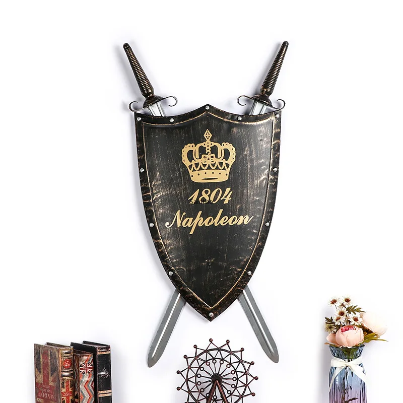Medieval Roman iron shield wall hanging sword decoration bar ktv Internet bar wall pendant shooting props