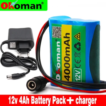 

high quality protection plate battery pack 12V 4000mAh 18650 lithium ion DC12.6V 4AH super rechargeable battery+EU US charger