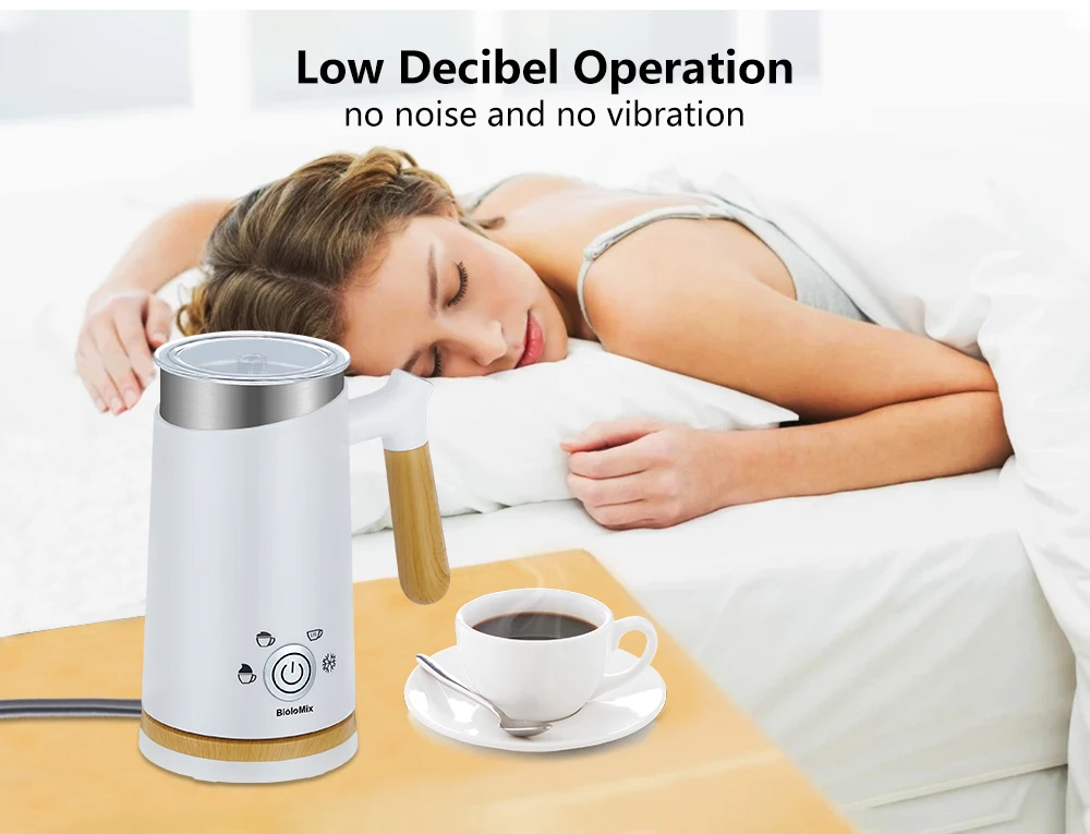 BioloMix Electric Milk Steamer Creamer Milk Frother Milk Heater Coffee Foam  for Latte Cappuccino Hot Chocolate