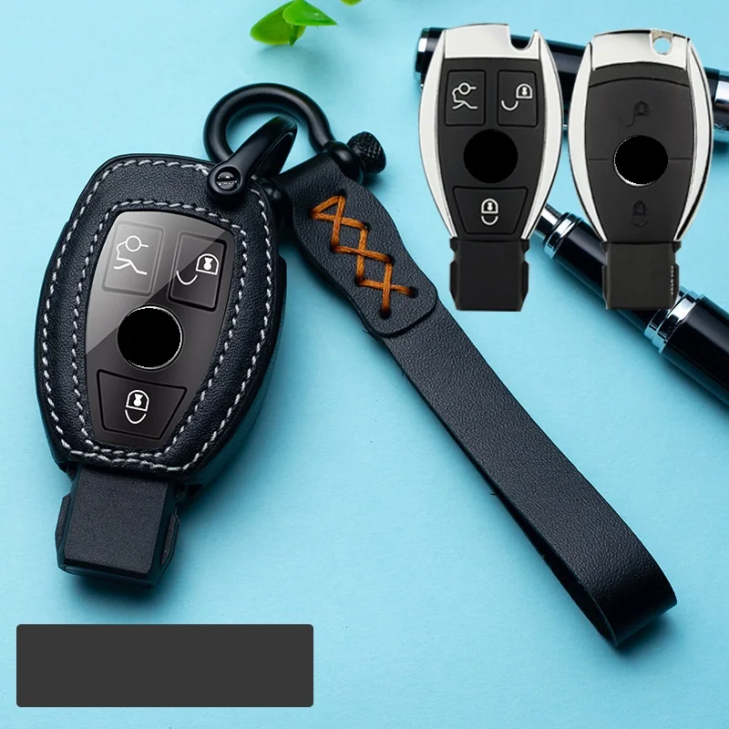 B insert key black Автомобильный чехол для ключей из натуральной кожи для Mercedes benz A B R G Class GLK GLA w204 W251 W463 W176 - Название цвета: B insert key black