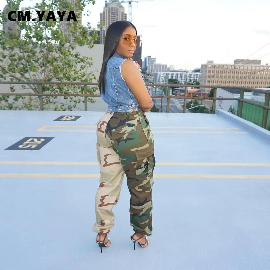 CM.YAYA Camouflage Patchwork with 