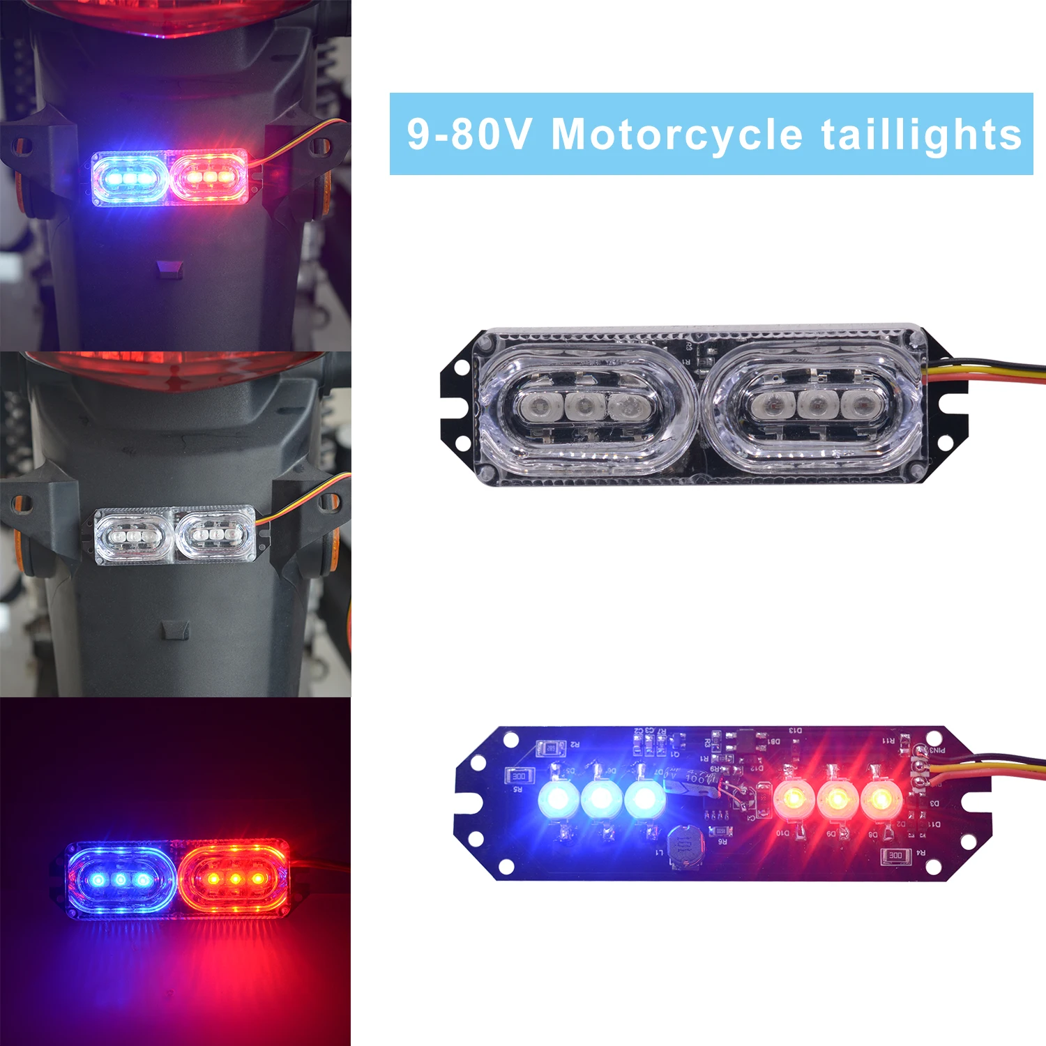 12 V-80 V декоративные светильники супер яркий светодиодный красный и синий тормозной фонарь световая сигнализация, световые приборы для автомобилей, мотоциклов, ATV, RV