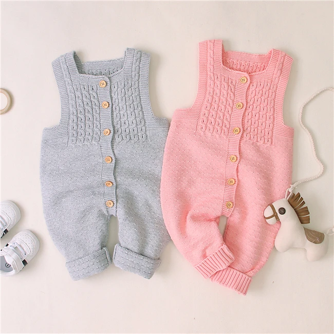 

Unisex Infant Newborn Baby Girls Boys Kid Knitted Romper Sleeveless Solid Color Bodysuit Sleeping Jumpsuit