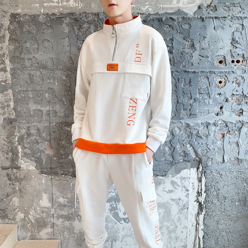 

Jc-d106 Autumn MEN'S Long-sleeved T-shirt Fashion Trend Korean-style Workwear a Set of Clothes Collocation Handsome Set Two