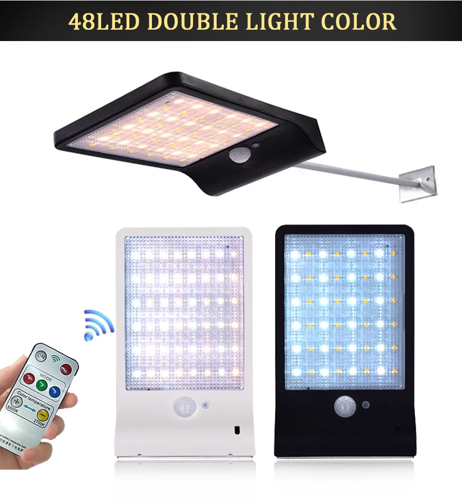 

450lm Solar Lights Outdoor Wireless 48 led Adjustable Angle Motion Sensor Light Security Lighting Lamp For Garden Wall Yard wall