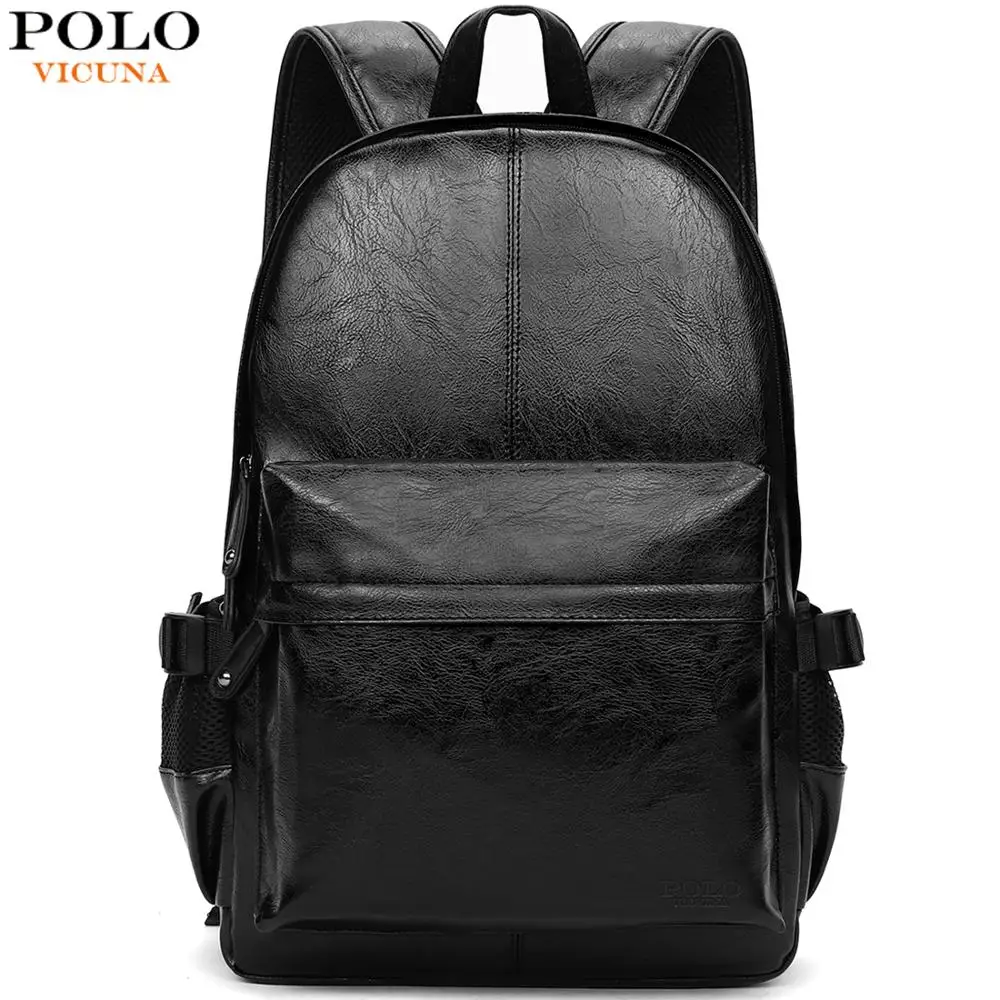  VICUNA POLO Famous Brand Preppy Style Leather School Backpack Bag For College Simple Design Men Cas - 32757144025