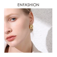 ENFASHION, панк, футбол, серьги-кольца для женщин, маленький золотого цвета, круглый шар, расплавленные обручи, серьги, модное ювелирное изделие Aros E191103