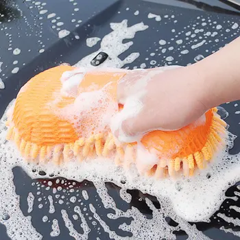 

Chenille Car Washing Sponge Block Coral Fleece Car Washing Gloves Elastic Band Car Window Cleaning Sponge Brush Supplies