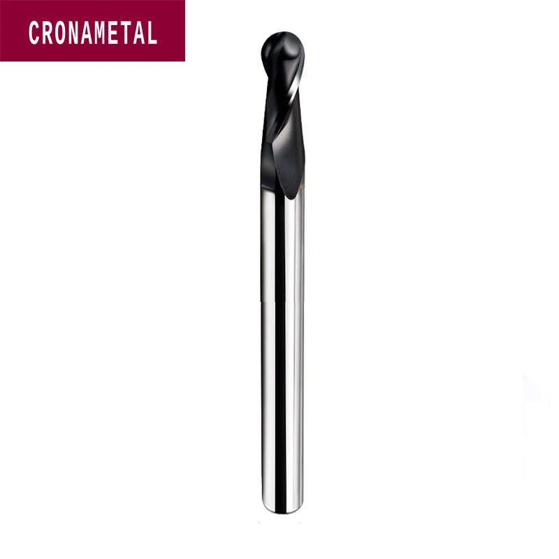 

CRONAMETAL HRC45 solid tungsten carbidecnc milling cutter 2 flutes Ball nose end mill