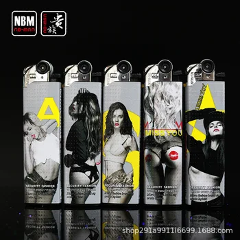 

2020 Norman lighter fire-free printing clipper nylon explosion-proof portable butane grinding wheel inflatable lighter gadget