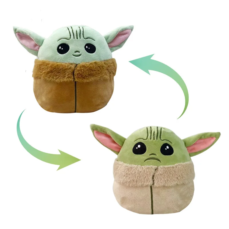 Blue to Green 6.5 Inches Baby Yoda Reversible Plushie Toys/ Double-Sided Flip Stuffed Animal Toy to Show Your Mood Without Saying a Word 