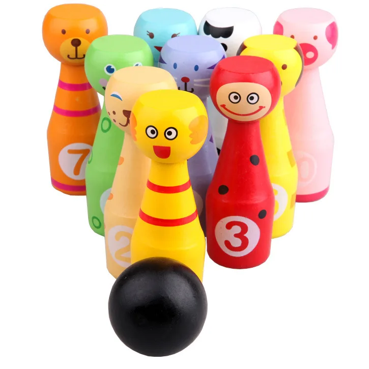 

Large Size Children Solid Wood Cartoon Animal Bowling Baby Early Childhood Educational Sports Toys Set Indoors And Outdoors 1-3
