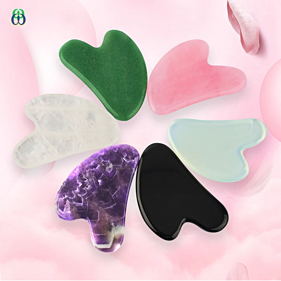 Guasha Stone Jade Board from Different Natural Stone Scraper For Face Neck Back Body Acupuncture Pressure Therapy