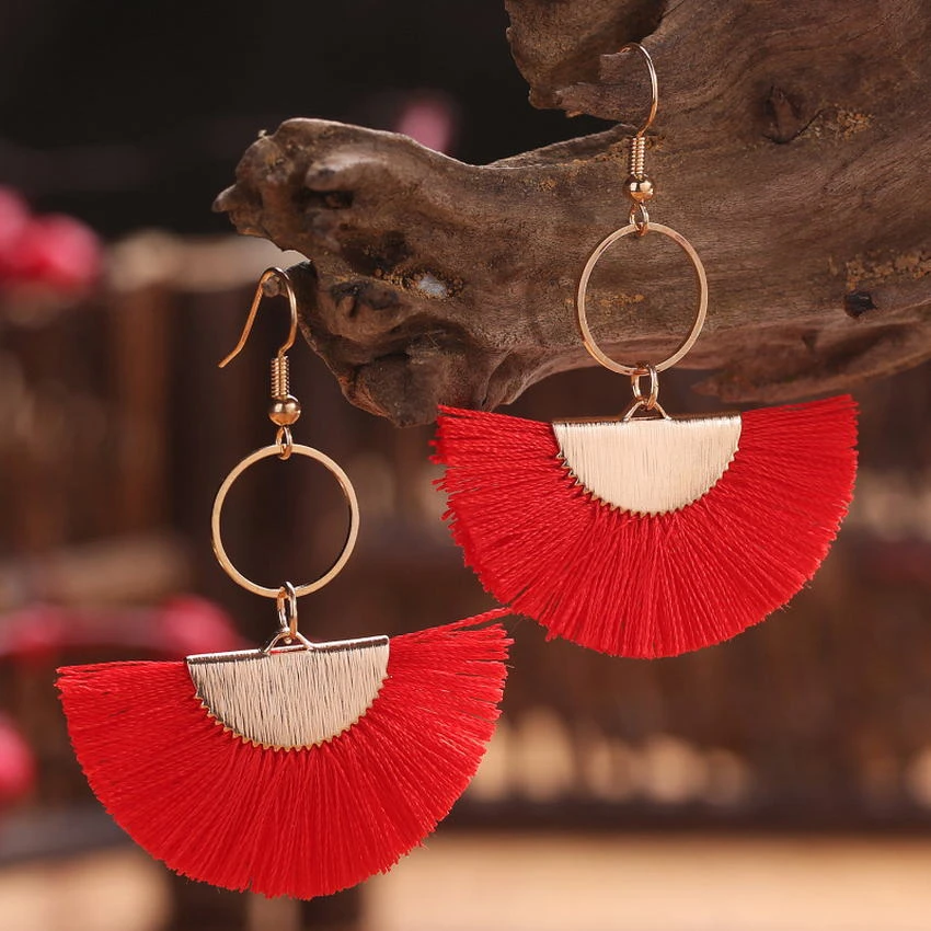 Pendientes de Metal mujer, con flecos y borlas, estilo bohemio, Pastoral, joyería de verano, venta al por mayor|Pendientes con forma de gota| - AliExpress