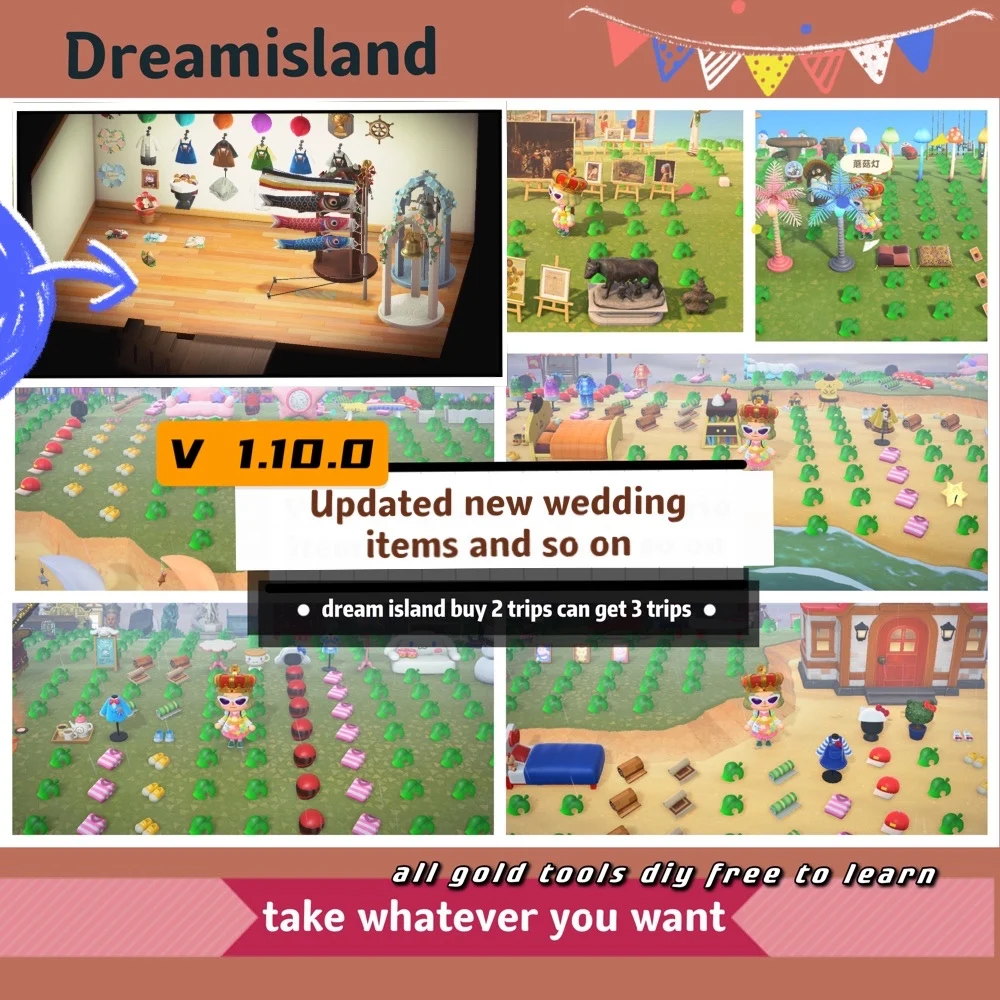 Isla de ensueño de Animal Crossing New Horizons, Golds, entradas de millas, muebles, Isla del Tesoro, todos los materiales, campanas