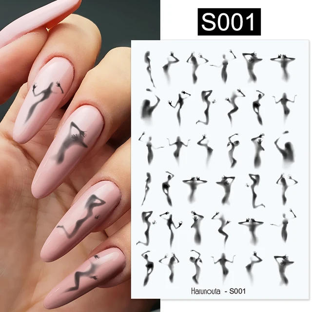 Black White Butterfly 3D Nails Sticker Geometry Decals Flower Gold DIY Decals Designs For Nail Art Manicures Decorations Salon S001