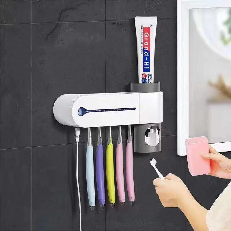 1 набор многофункциональных автоматических соковыжималок для зубной пасты, умный держатель для сушки зубных щеток, ультрафиолетовый стерилизатор, инструменты для ванной - Color: as picture