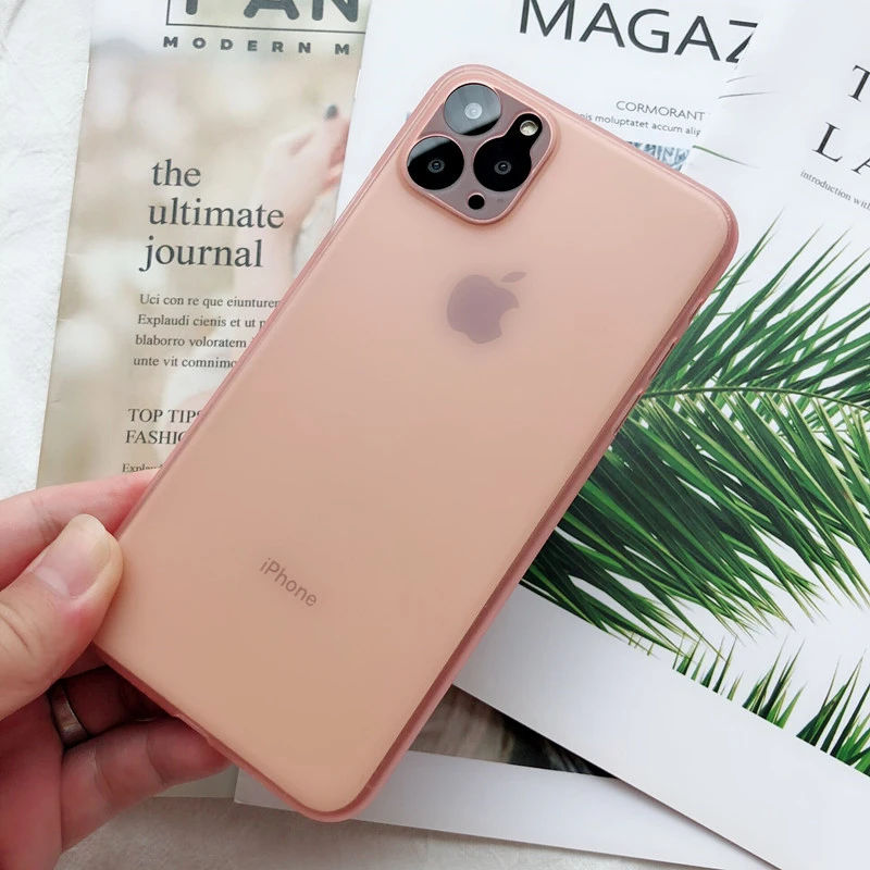 Розовый Ультратонкий матовый прозрачный чехол для телефона s для iPhone 6 6S 7 8 Plus XR X XS 11 Pro Max чехол Роскошный 0,3 мм чехол для телефона - Цвет: Розовый