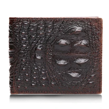 

Men's Leather Vintage Crocodile Pattern Short Wallet Card Holder Bifold Purse
