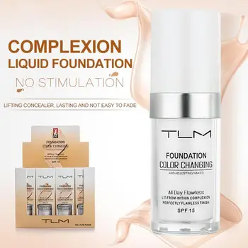 

TLM 30ml Color Changing Foundation Natural Easy To Absorb Liquid Foundation Portable Concealer Cream Facial Cosmetics TSLM1