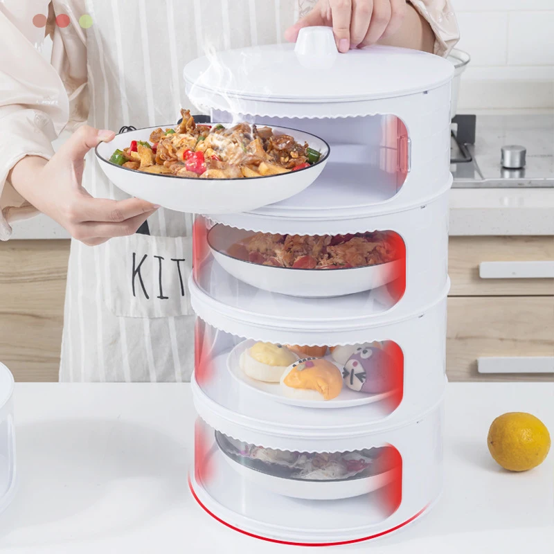 Food Insulation Covers 1/2/3 Layer Transparent Stackable Dustproof Leftovers Food Storage Box Container Kitchen Organization