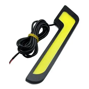 

L Shape COB Car LED Lights 12V for DRL Fog Driving Daylight Daytime Running Lamp Waterproof Slim Black Case