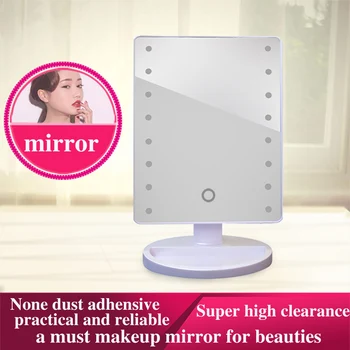 

16 LED Light Makeup Mirror Rotatable Touch Dimmable Brightness Adjustable Lady Girl Beauty Cosmetic Square Vanity Desk Stand