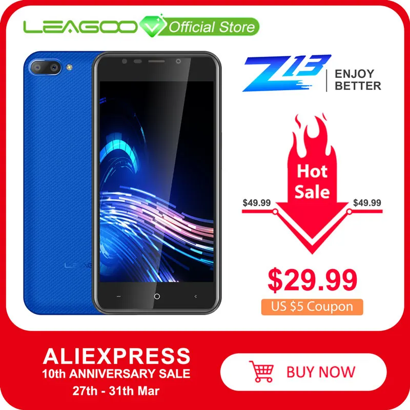 LEAGOO Z13 мобильный телефон 5 0 &quotIPS экран 1 Гб ОЗУ 8 ПЗУ двойная задняя камера Две sim